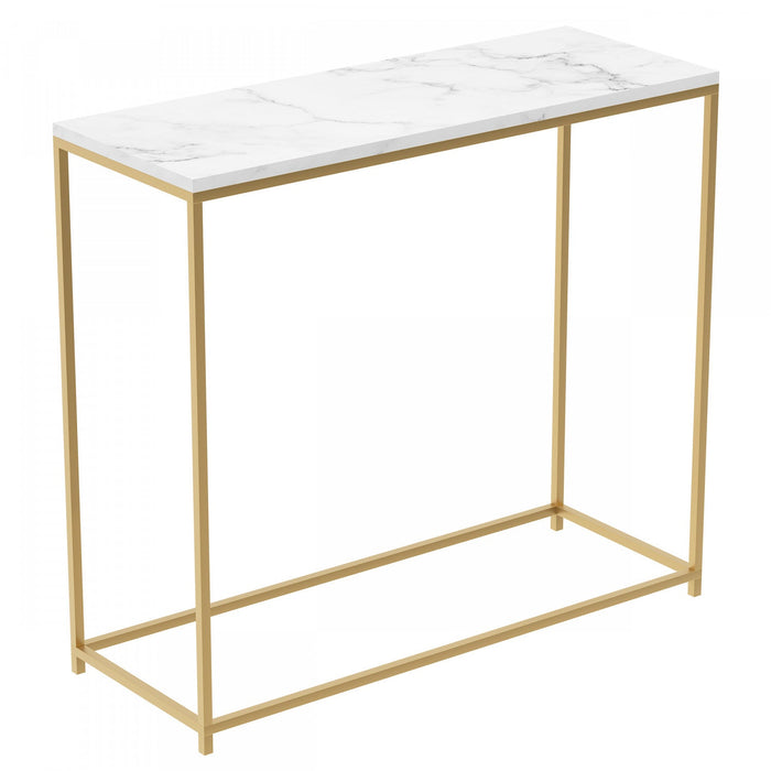 31” Modern Console Table - Marble With Gold Metal 