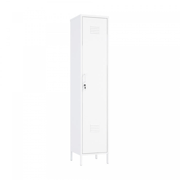 Naomi Modern 15\" Metal Storage Cabinet in White Armoire 
