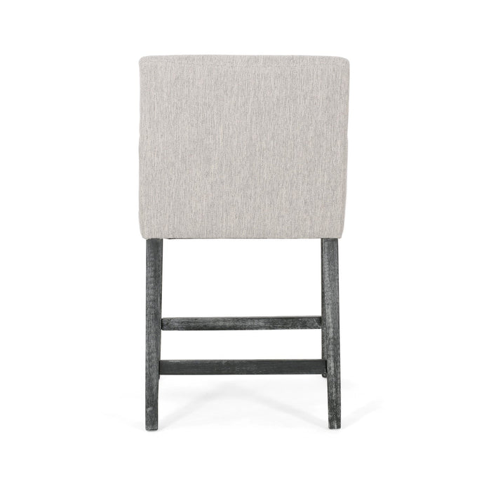 Griffith 26\" Seat Height Counter Stool With Upholstered Fabric And Solid Wood Legs - Light Grey 