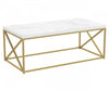 44\" Coffee Table Marble Look With Gold Metal 