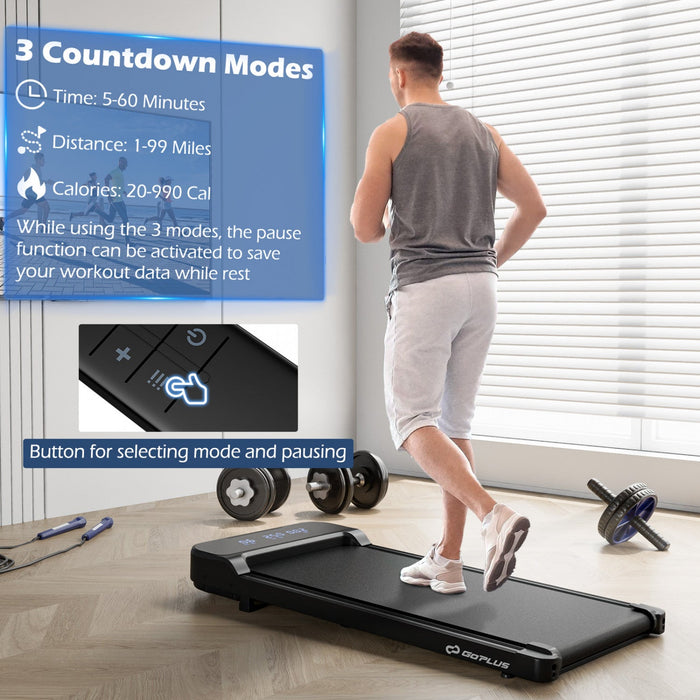 Goplus 2.5hp Under Desk Treadmill For Home And Office Remote Control Led Display Black