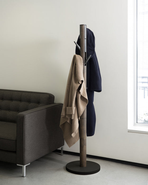 Umbra Modern Wood Flapper Coat Rack - Black and Walnut
