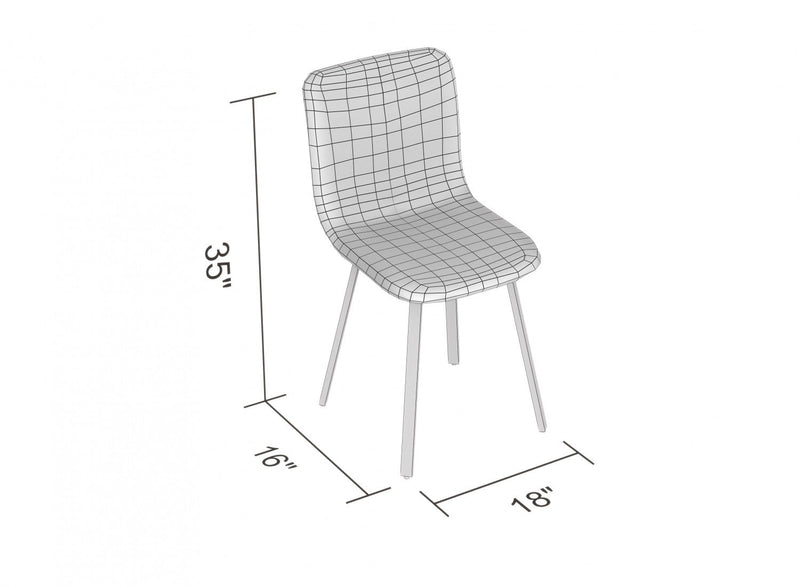Modern Dining Chair With Light Grey Fabric Upholstery With Black Metal Base 