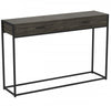 48” Modern Console Table With 2 Drawers - Dark Grey Wood With Black Metal 