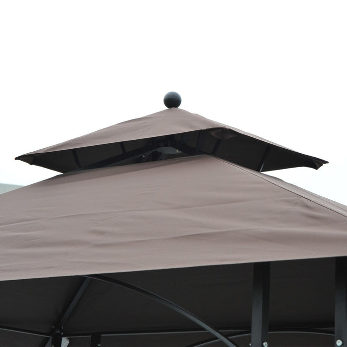 Outsunny 8' X 5' Grill Gazebo Double Tiered Tent Pavilion Grill Canopy Garden Sun Shade With 2-tires