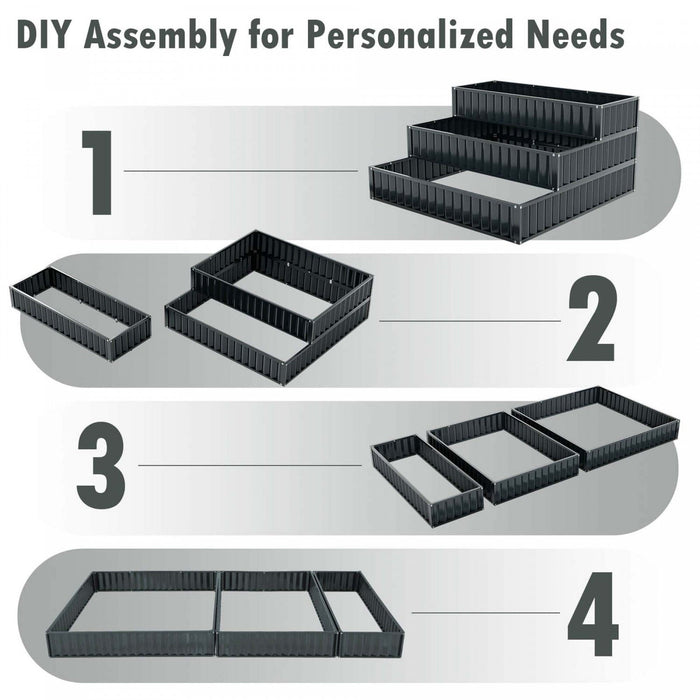 Costway 1 Pcs 3-tier Raised Garden Bed,47" X 47" X 24" Metal Outdoor Elevated Planter Box Black