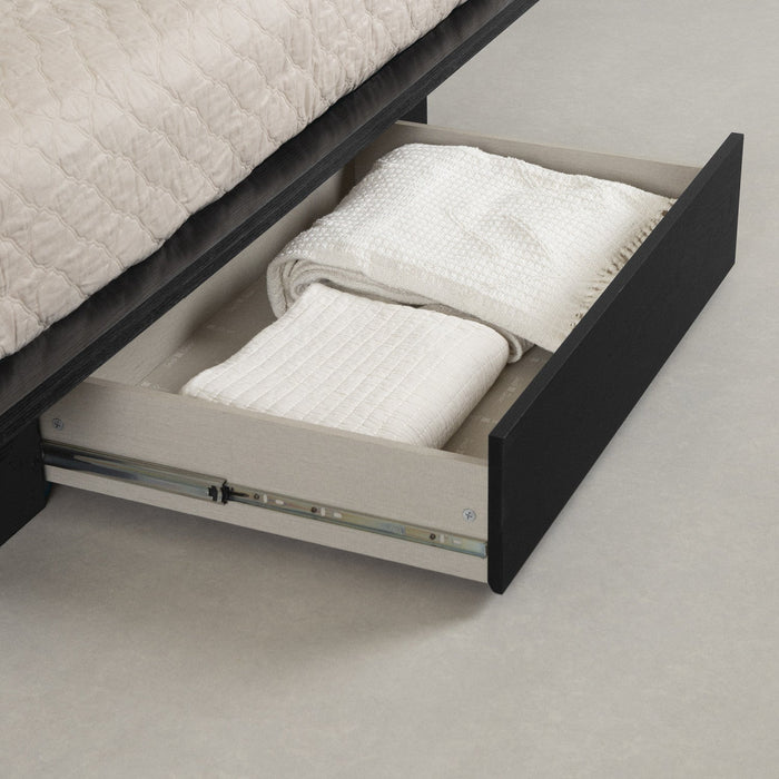 Primo Platform Bed And Headboard Set Black Oak - South Shore Queen Bed