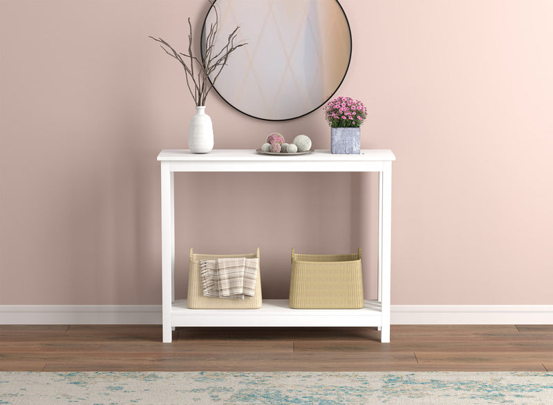 39” Console Table With One Shelf - White 