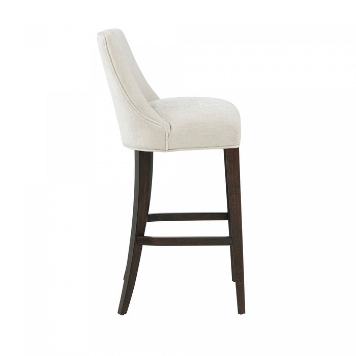 Beever Modern Chenille Wood Upholstered Barstool in Cream - Set of 2 Bar Stool 