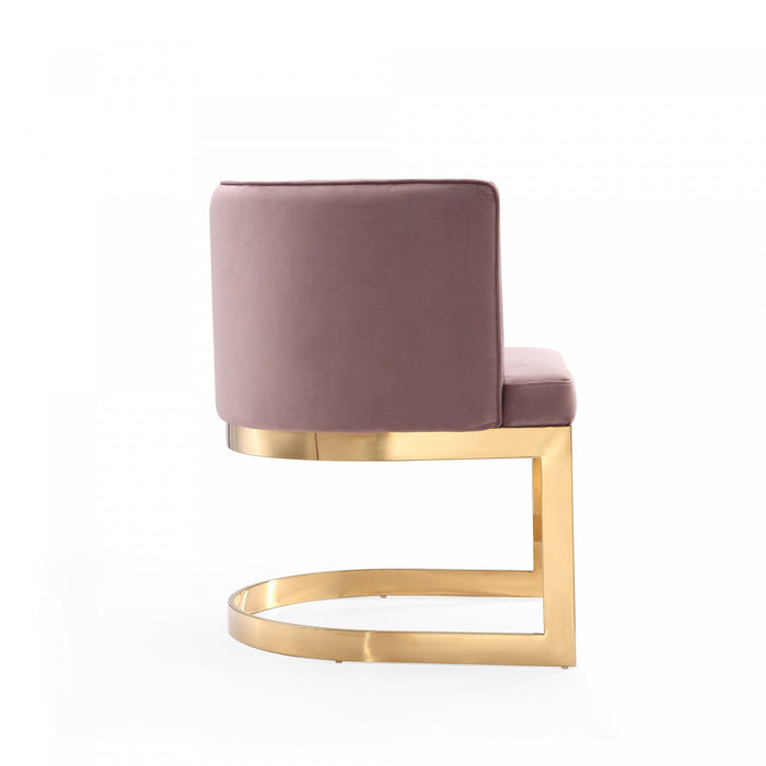 Aura Modern Velvet Metal Dining Chair in Blush - Set of 2 