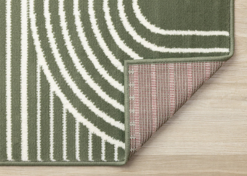 Forte Green White Modern Geometric Arches Area Rug - 5'3\" x 7'5\"