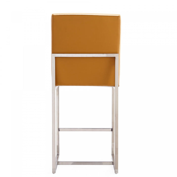 Element Modern Metal Upholstered Counter Stool in Camel 