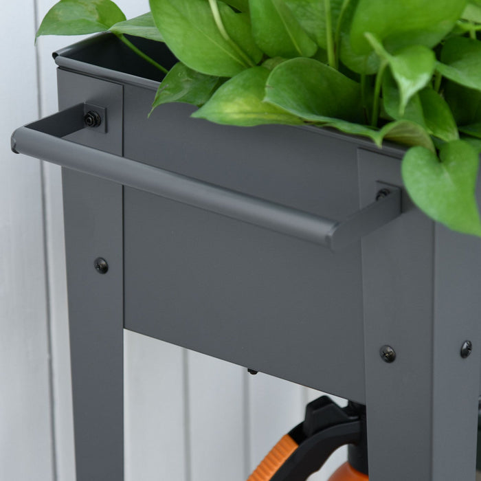 Outsunny 41\" X 15\" X 32\" Elevated Planter Box With Legs Raised Garden Bed Elevated With 2 Wheels, Bo