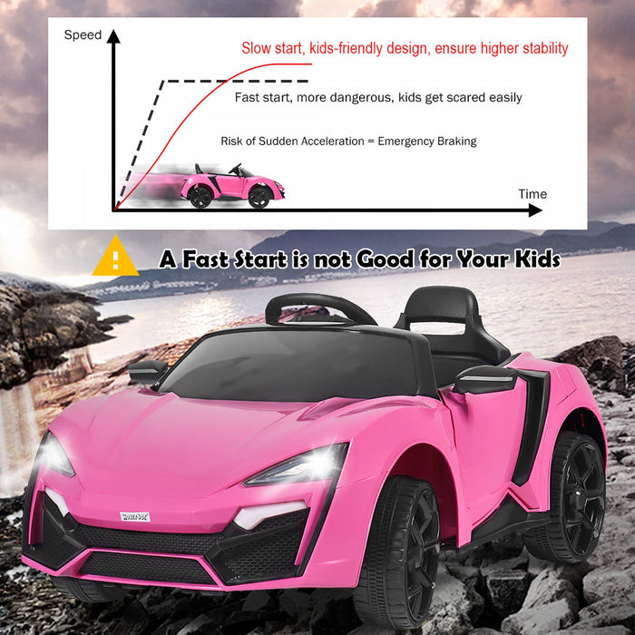 Costway 12v Kids Ride On Car 2.4g Rc Electric Vehicle W/ Lights Mp3 Openable Doors Pink