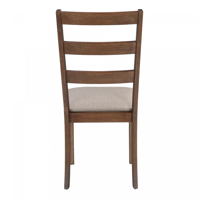 Dining Chair Set of 2 Kitchen Dining Room Brown Fabric Walnut Wood Legs Transitional