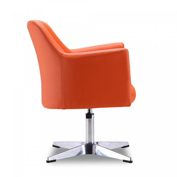 Pelo Modern Vegan Leather Swivel Lounge Chair in Orange - Set of 2 Accent Chair 