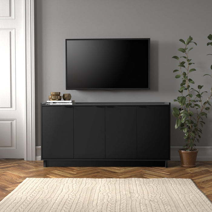 Prepac Simply Modern 4-Door Console Buffet - Black