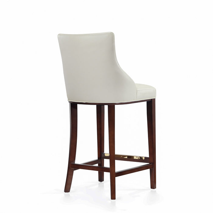Shubert Modern Wood Upholstered Barstool in Ivory - Set of 2 