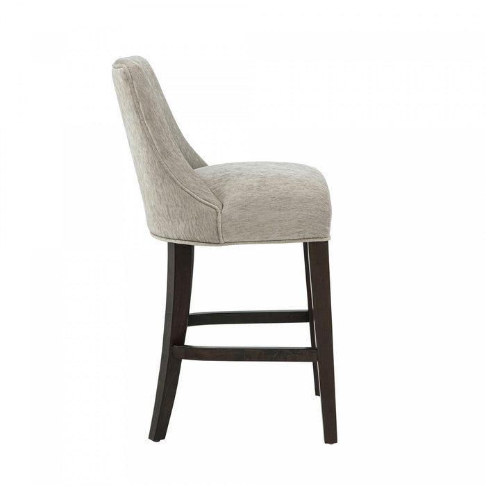 Beever Modern Chenille Wood Counter Stool in Taupe - Set of 3 Bar Stool 