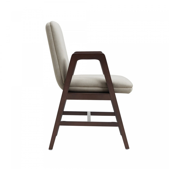 Stella Modern Wood Velvet Armchair in Champagne 