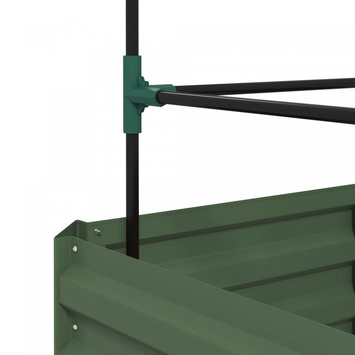 Outsunny Raised Garden Bed, 24\" X 24\" X 11.8\" Outdoor Galvanized Planter Box With 3-tier Trellis Tom