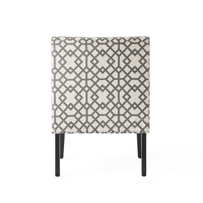 Oliver Linen-look Fabric Accent Chair With Rubberwood Legs - Grey and Ivory 