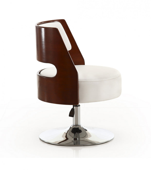 Salon Modern Vegan Leather Swivel Lounge Chair in White - Set of 2 Accent Chair 