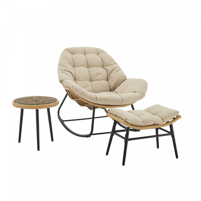 Benson Modern 3-Piece Lounge Chair Set in Cream - Set of 6 