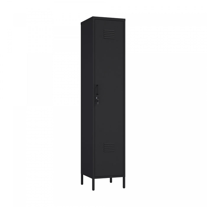 Naomi Modern 15\" Metal Storage Cabinet in Black Armoire 