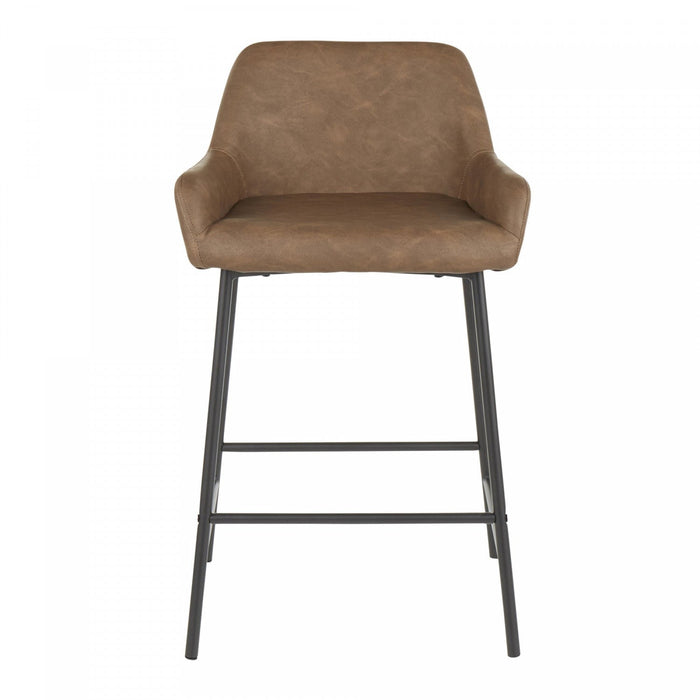 LumiSource Daniella Espresso Faux Leather Industrial Counter-Height Stool - Set of 2