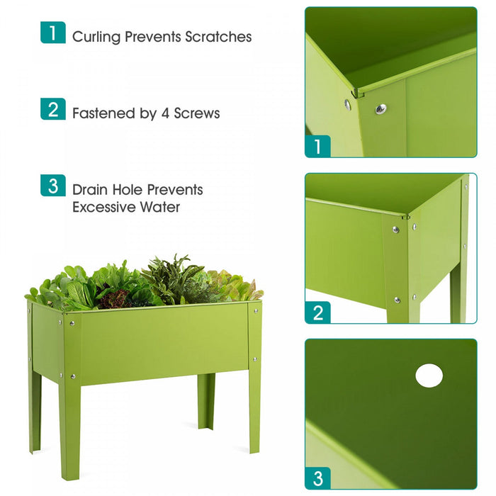 Costway 24" X11" Outdoor Elevated Garden Plant Stand Raised Tall Flower Bed Box