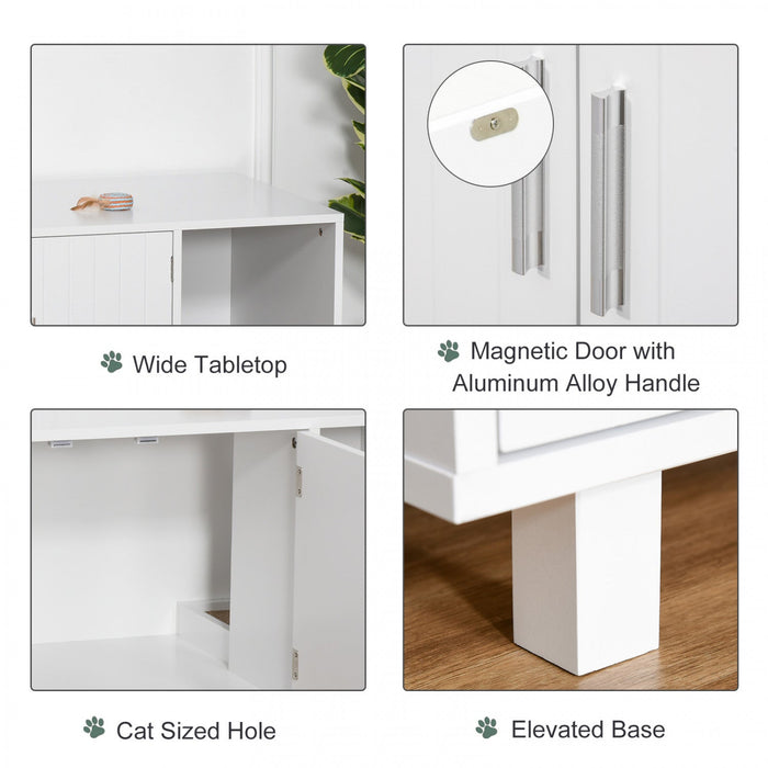 Pawhut Wooden Cat Washroom Pet Litter Box Enclosure Kitten House Nightstand End Table With Scratcher