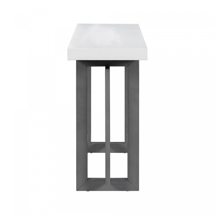 Ethan 59.1'' Triple Rectangle Design Painted Entryway Table with Pine Wood Legs,White Sofa Table  