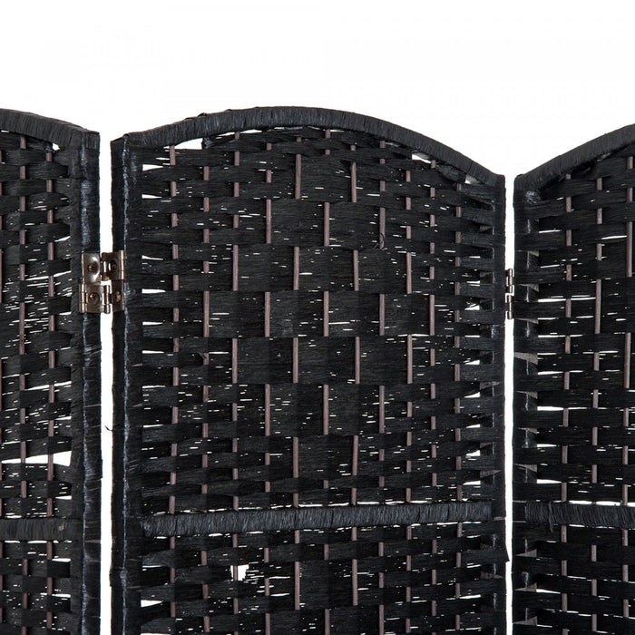 Homcom Double Hinged Woven Wicker Room Divider And Privacy Screens