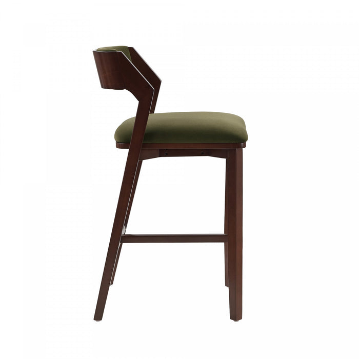 Patricia Modern Wood Upholstered Barstool in Turtle Green Bar Stool 