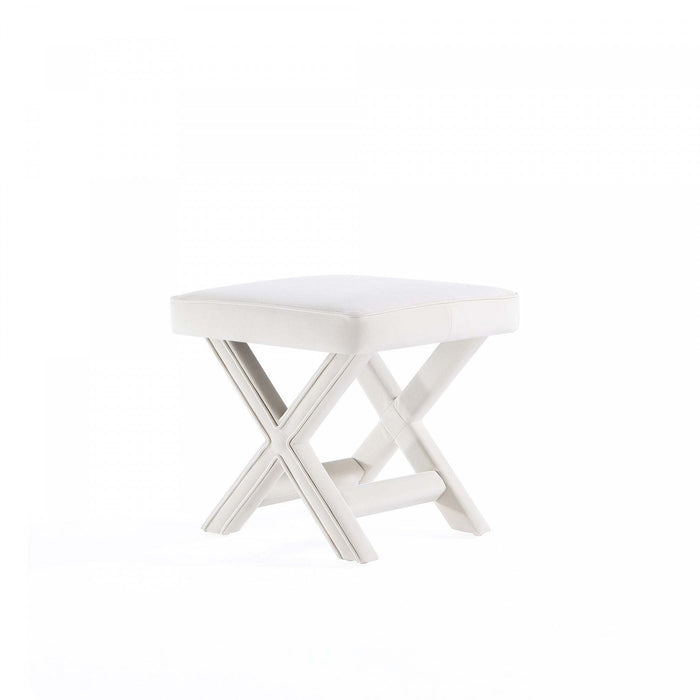 Abigail Mid-Century Modern Upholstered Velvet Accent Bench in Cream 