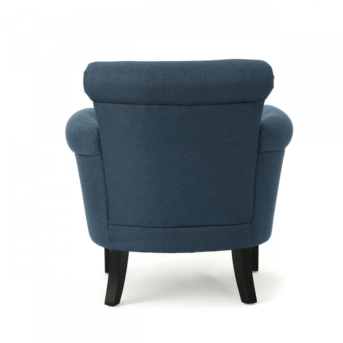 Mason Fabric Chair With Wood Legs And Nailhead Trim - Navy Blue 