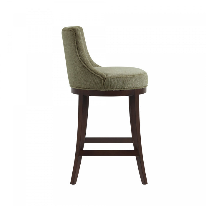 Lucia Modern Wood Upholstered Chenille Barstool in Leaf Green Bar Stool 