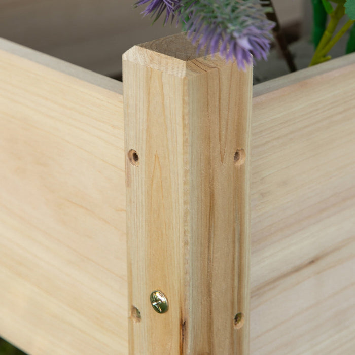 Outsunny 34\"x34\"x28\" 2-tier Raised Garden Bed Wooden Planter Box For Backyard, Patio To Grow Vegetab