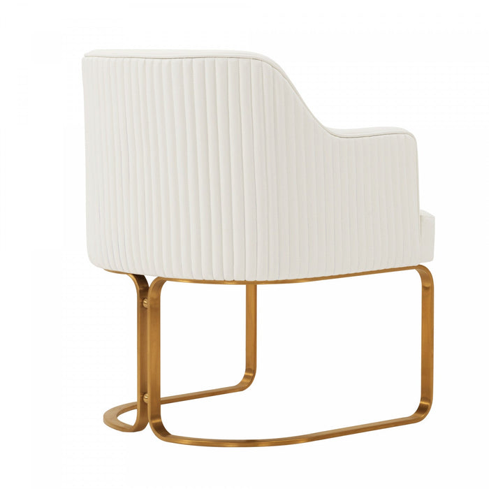 Raya Modern Wood Vegan Leather Dining Chair in Ivory - Set of 2 