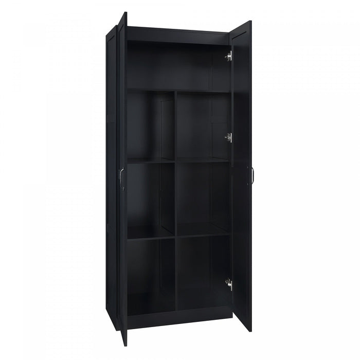Cornelia Modern 30\" Storage Cabinet in Black (7-Shelf) - Set of 2 Bookcase 
