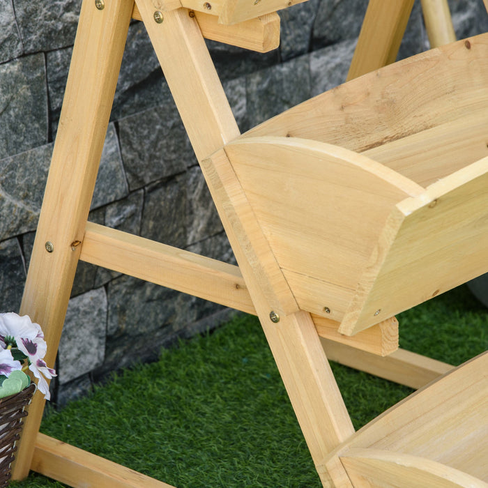 Outsunny 3 Tier Raised Garden Bed, Vertical Wooden Elevated Planter Box Kit, Plant Stand For Flowers