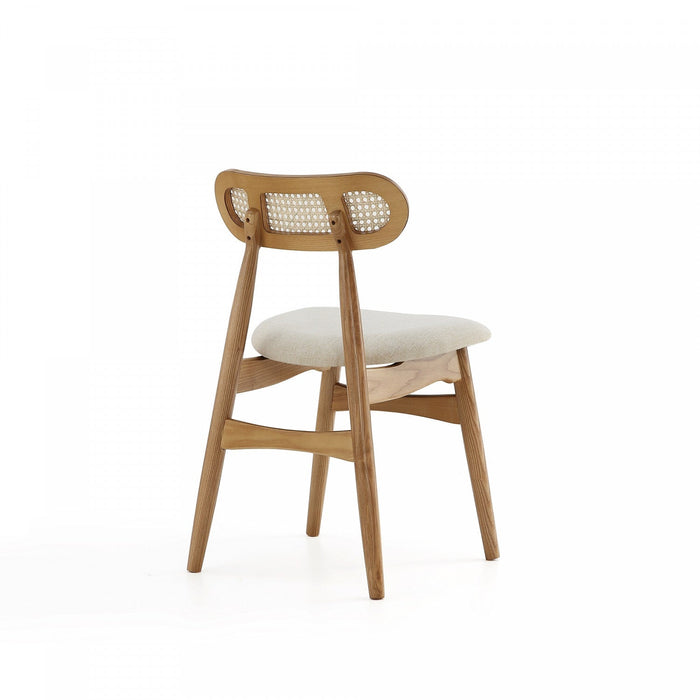 Colbert Industry Chic Cane Back Wood Upholstered Dining Chair in Natural - Set of 4 