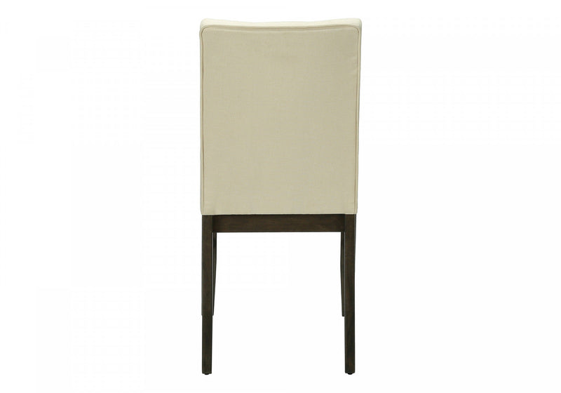 Dining Chair Set of 2 Dining Room Kitchen Cream Fabric Grey Solid Wood Transitional