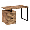 47” Computer Desk With 3 Drawers - Brown Reclaimed Wood With Silver Metal Base 