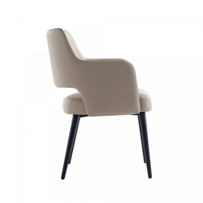 Tremont Modern Metal Vegan Leather Armchair in Taupe 