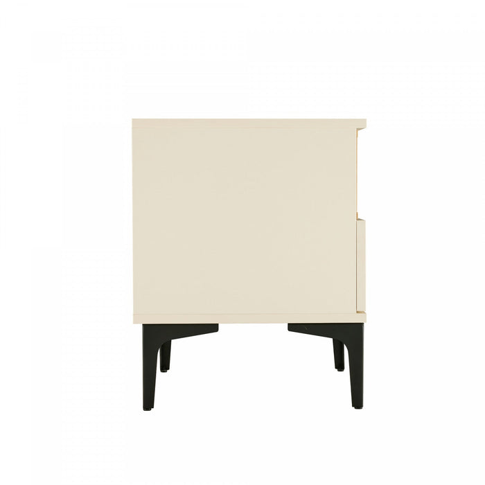 Amara Modern 20\" Nightstand in Cream and Light Oak (1-Drawer) - Set of 2 