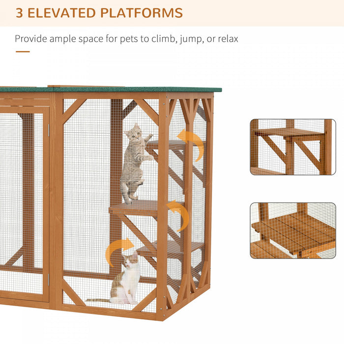 Pawhut Cat Cage Indoor Catio Outdoor Cat Enclosure Pet House Small Animal Hutch For Rabbit, Kitten, 