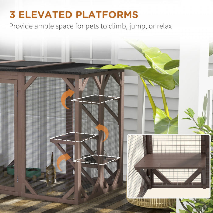 Pawhut Cat Cage Indoor Catio Outdoor Cat Enclosure Pet House Small Animal Hutch For Rabbit, Kitten, 