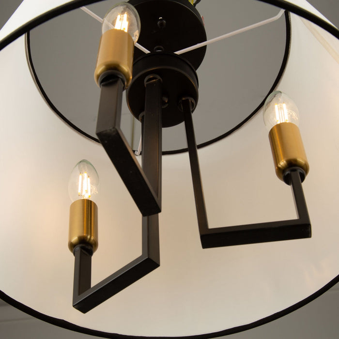 Coco 3-Light Black and Gold Semi-Flush Mount 
